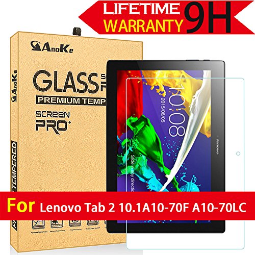 Lenovo Tab 2 10.1 Glass Screen Protector, (A10-70F A10-70LC 2016)(NOT FIT 2014) AnoKe [Lifetime Warranty](0.3mm 9H) Tempered Glass Screen Protector Film Shield For Tab 2 10.1 A10-70F Glass