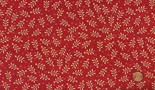 Red Rooster Arlene Neely 'Here Comes Santa' Small Folk Trees on Red Cotton Fabric By the Yard