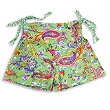 Haven Girl - Girls Knit Paisley Print Flare Short, Green, Multi