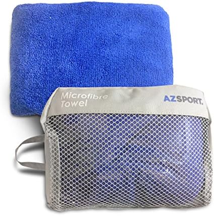 AZSPORT Premium Soft Microfiber Towel, Multipurpose, Highly Absorbent and Quick Drying, Best for Sports or Travel, Blue