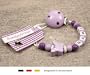 Baby SCHNULLERKETTE mit NAMEN | Schnullerhalter mit Wunschnamen - M�dchen Motiv Schmetterling in flieder