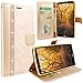 Cellularvilla S6 Active Case, [Stand Feature] Flower Texture Wallet Case [Diamond Jewel] Premium [Bling Luxury] PU Leather Flip Cover [Card Slots] for Samsung Galaxy S6 Active G890 (Golden Bling)