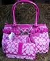 Coach Hamptons Signature Carryall Bag Tote & Wallet Combo Hot Pink