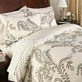 7pc Tropical Print Cream Brown Floral Bedding Duvet Cover Set Queen by Royal Collection