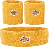 LA Los Angeles Lakers Headband Wristband Combination Set with NBA Basketball Sports Team Logos