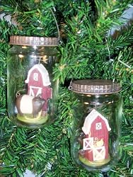 Canning Jar Pig Figurine Christmas Ornament