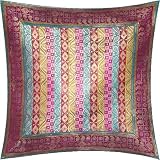 ShalinCraft Cushion Case Cover in Silk - Unique Gifts 16x16 inches (bcbr167)