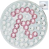 Bella Swarovski Crystal Golf Ball Marker & Hat Clip - Initials Collection - R (Pink)