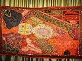 Review mogulinterior.com  / Burnt Orange Vintage Indian Spectacular Zardozi Sari Tapestry Wall Hanging Throw Large