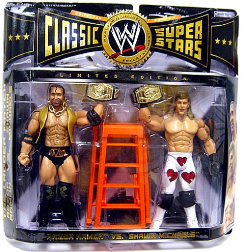 Childrens Toyshop  Toys : WWE Exclusive Limited Edition Classic 2 Pack Razor Ramon & Shawn Michaels Wrestlemania X Ladder Match
