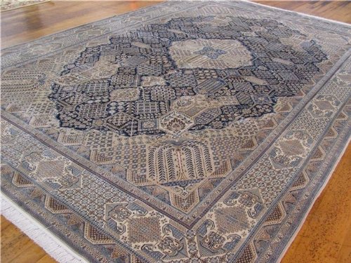 10'7 x 16'3 Navy Blue Persian Hand Knotted Silk 
