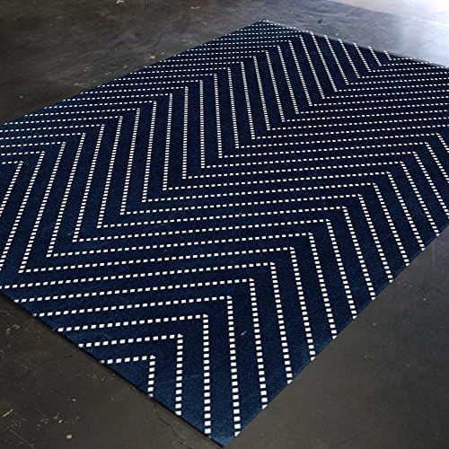 HawkerPeddler Nursery Chevron Dotted Geometric Decor Bedroom Area Decor Blue 5ft x 8ft Thin Rug