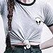 Women Cute Stripe Short Sleeve O Neck Gray Crop Top Tee Tshirt