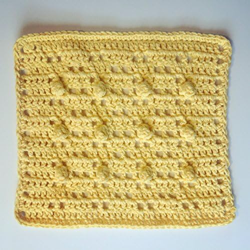Popcorn Placemats. 100% Cotton Crochet. 9"x10" Inch Square. Set of 2.