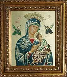 Our Lady of Perpetual Help in Wood Frame with Golden Trim, 11.25" x 13.25" - MADE IN ITALY