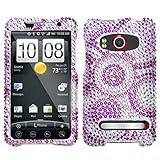 Rhinestones Protector Case for HTC EVO 4G, Purple Wheels Full Diamond