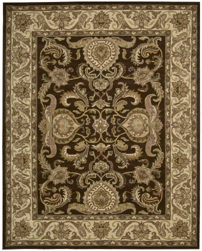 Nourison Mahal Dark Brown Persian 5-Feet by 7-Feet 100-Percent Wool Area Rug