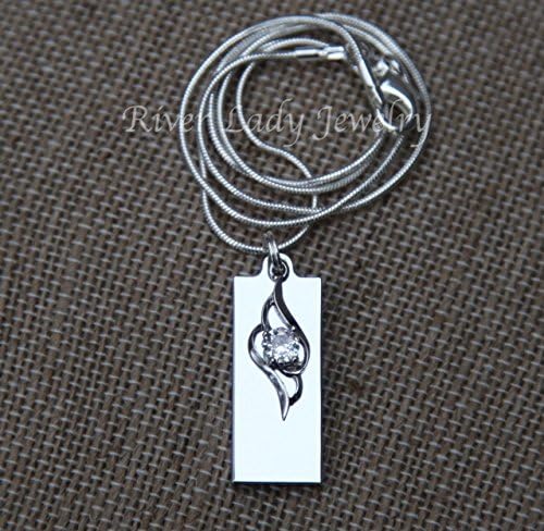 Rhinestone Flame USB Drive Necklace with Sterling Silver Chain