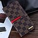 RAYTOP iPhone 6s Case Leather Cover for Apple iPhone 6 4.7 Regular Size Kickstand Brown Leather Checker Plaid Striped Magnetic Hand Strap Wristlet Slim Men Guys Gift Classy Decent Business Style New