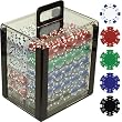 1000 11.5 Gram DICE-STRIPED Poker Chips in Acrylic Carrier