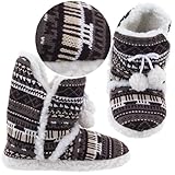 Brown Fair Isle Bootie Slippers for Women