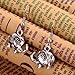 Yazilind Tibetan Silver Cute Fat Carve Flower Elephant Ear Wire Hook Dangle Earrings