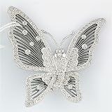14K White Gold Diamond Butterfly Pin