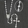 Silver Tone Rosary with 5mm Filigree Beads with 11" Chain
