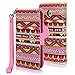 E LV Stylish Design Deluxe PU Leather Wallet / Purse Flip Folio Fully Protective Case Cover with Tribal Print for Motorola Moto E (2014)