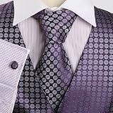 Mens Dress Vest Purple Paisleys Formal Vest for Wedding Gift Set Match Necktie for Men, Cufflinks, Handkerchief, Patterned Bow Tie for Suit Y&G VS1018