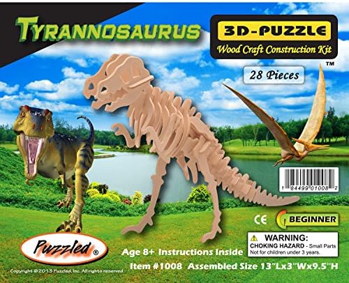 YinheMed DIY 3D Wooden Puzzle - Tyrannosaurus Rex Cedarwood - Handmade Jigsaw Woodcraft Kit Wooden Handcraft Educational Products Wooden Art Intarsia