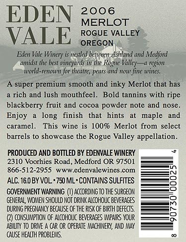 2006 Edenvale Reserve Merlot 750 mL