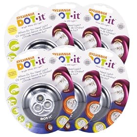 Sylvania - Dot-It Self-Adhesive Bright White LED Light, Black, 6-PACK (33793-6) by Sylvania