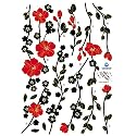 Easy Instant Decoration Wall Sticker Decal- Red Flowers