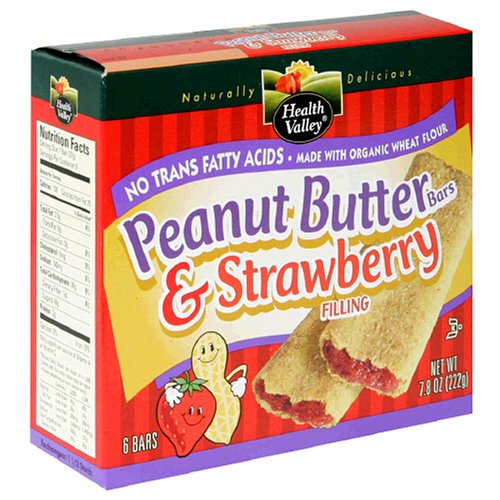 Health Valley Peanut Butter Bars, Strawberry, 1.3-Ounce Bars in 6-Count Boxes (Pack of 12) by Health Valley