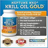 NKO Neptune Krill Oil Gold, 500mg, 60 Softgels (100% Pure NKO Neptune Krill Oil with Astaxanthin) #1 in Omega 3 Krill Oil Supplements