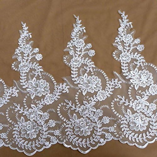 Beautiful large width lace 5 yards off white beaded robin lace trim 42cm width wedding dress lace trimming