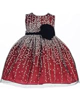 Crayon Kids Baby Girls Red Velvet Flower Sash Sequin Christmas Dress 6-24M