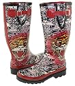 ED HARDY Christian Audigier Crystal Rock Rainie Womens Rubber Rain Boots Shoes Wellies Galoshes