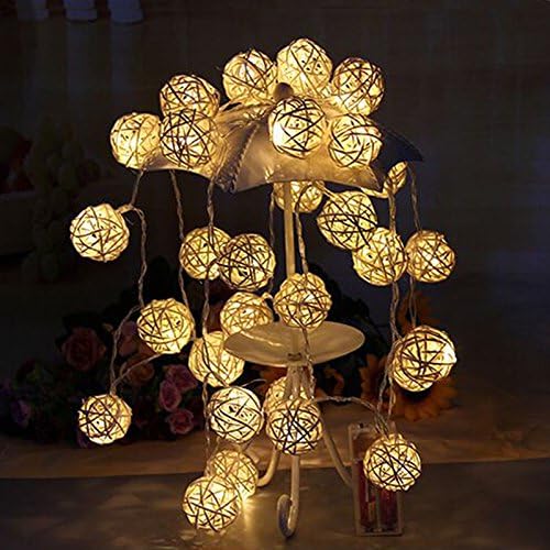 20 White Rattan Ball Light String Fairy Lamp Wedding Party Xmas Decoration (1)