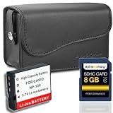 Produkt-Bild: SET Bundlestar * Kameratasche Baxxtar M Leder schwarz + Speicherkarte SDHC 8GB Class 6 + Bundlestar Qualit&auml;tsakku f&uuml;r Casio NP-130 zu Casio Exilim EX ZR200 ZR100 H30