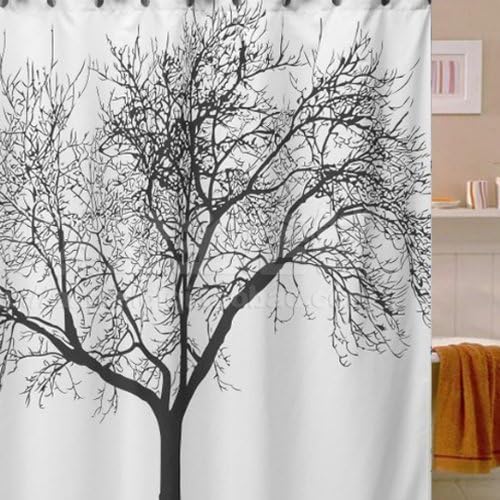 Topicker Waterproof Bathroom Fabric Shower Curtain, Tree Design