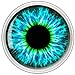 00 Gauge Steel Human Eye Brilliant Blue Explosion Screw Fit Plug - 1 Piece