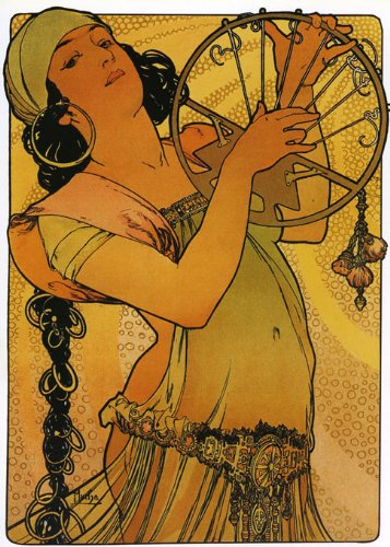 Gypsy Romani People Girl Lady Playing Music By Alphonse Mucha Was a Czech Art Nouveau Painter and Decorative Artist 30