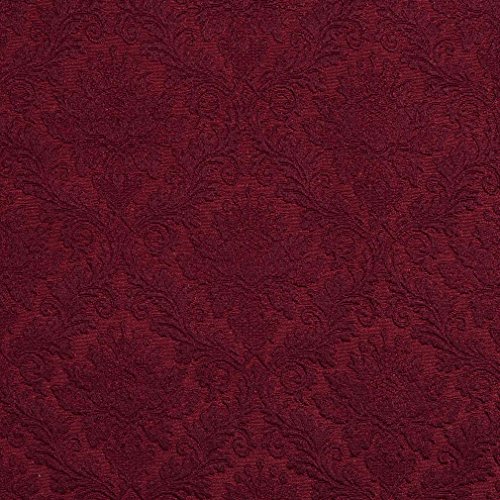 Burgundy Floral Jacquard Woven Upholstery Grade Fabric by The Yard - SKU: Dior Wine