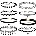 Areke Womens Velvet Choker Necklaces,Gothic Tassel Lace Tattoo Necklace for Girls Set of 8 - 12 Pcs