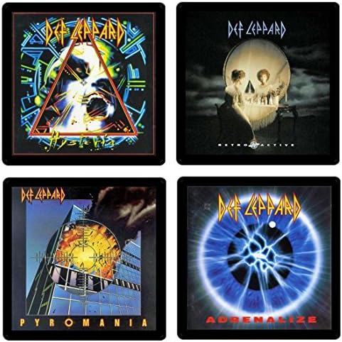 Def Leppard Coaster Collection- (4) Different Album Covers Reproduced Onto Absorbent, Soft, Collectible Coasters - by N2Pics