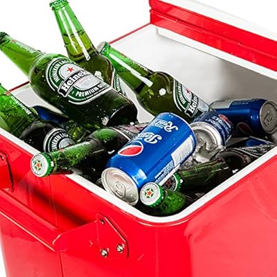HIO 73 Qt Outdoor Patio Cooler Table On Wheels, Rolling Cooler, Red