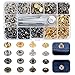 Arokimi Snap Fastener Kit,Metal Snaps Buttons with Fixing Tools, 4 Color Clothing Snaps Kit for Clothing, Leather, Jacket, Jeans Wear, Bags, Bracelet