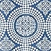 InterDesign Medallion Fabric Shower Curtain, Long 72 x 84, White/Ink Blue